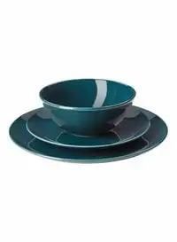 Generic - 3-Piece Stoneware Dinnerware Set Turquoise