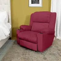 In House Velvet Classic Cinematic Recliner Chair With Cups Holder - Burgundy - Lazy Troy
