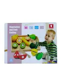 Child Toy Vegetables & Fruits Cutting Wooden Toy Pretend Playset