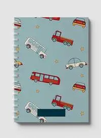 Lowha Spiral Notebook With 60 Sheets And Hard Paper Covers With Bus & Cars Design, For Jotting Notes And Reminders, For Work, University, School