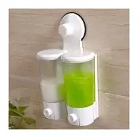 Generic Double Liquid Soap Dispenser Magic Suction Cup, White & Clear
