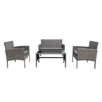 MyChoice Coffee Outdoor Set, Made Of Steel And Wicker 4 Pieces