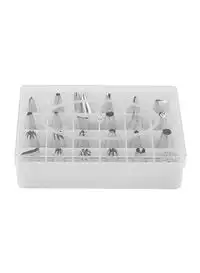 Generic 24-Pieces Piping Nozzles Pastry Tips Cupcake Cake Decorating Diy Tool Silver