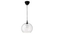 Pendant lamp, clear glass/nickel-plated