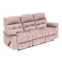 In House Velvet Triple Recliner Chair - Light Pink - NZ60
