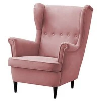 In House Chair King Velvet With Two Wings - Light Pink - E3
