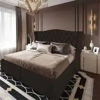 إطار سرير من الكتان من In House Taj Mahal - مقاس كوين - 200x160 سم - بني داكن