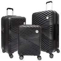 Biggdesign Moods Up 3-Piece Luggage Set, High-Resistance and Durable ABS Material, 360° Swivel Wheels made of Silicone, Superior Quality, Comfort, Secure Travels with Special Lock System, Black