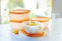 Tupperware Freezer Mates Shallow Container, Set Of 4, Orange & White, Plastic
