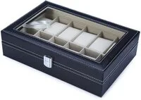 Generic Watch Jewelry Collection Storage 12 Grids Leather Display Case Watch Box Organizer