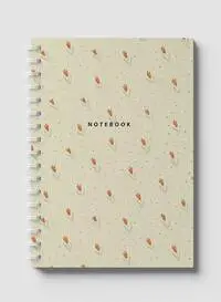 Lowha Spiral Notebook With 60 Sheets And Hard Paper Covers With Cool Seamless Flowers Design, For Jotting Notes And Reminders, For Work, University, School