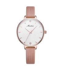 Meibin Analog Wrist Watch Leather Water Resistant For Women, M1168-Khrg