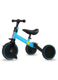 دراجة ثلاثية العجلات سكاي تاتش 4 في 1 للأطفال الصغار من عمر 1 إلى 4 سنوات، دراجة ثلاثية العجلات مع مقعد قابل للتعديل، للاستخدام الداخلي أو الخارجي، باللون الأزرق