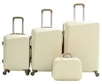 Morano 4-Piece Hardside ABS Spinner Luggage Trolley Set, Beige With Khaki