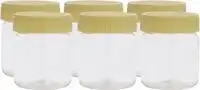 Royalford 100 ml Round Airtight Pet Jar Rf11222 Set Of 6 Storage Containers Transparent Jar For Pulses, Cereals And Spices Pet Canister Leak Proof Lid Clear Premium Quality