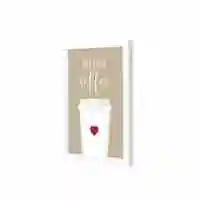Lowha But First Coffee Red Heart Wall Art Wooden Frame White Color 23X33cm