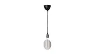 Pendant lamp with light bulb, nickel-plated balloon-shaped with lined glass