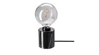 Table lamp with light bulb, black/grey clear glass, 125 mm
