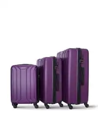 Parajohn 3-Piece Hard Side ABS Luggage Trolley Set 20/24/28 Inch, Purple