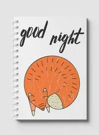 Lowha Spiral Notebook With 60 Sheets And Hard Paper Covers With Fox Good Night Design, For Jotting Notes And Reminders, For Work, University, School