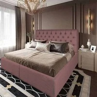 In House Lujin Linen Bed Frame - King - 200x180cm - Dark Pink