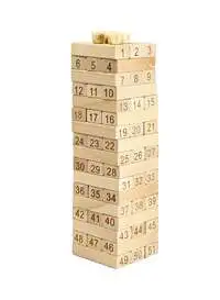 Generic 51-Piece Wooden Building Blocks Set Jenga Game Sturdy And Durable 5+ Years