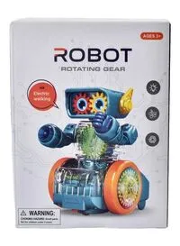 Rally Kids Educational Toy Fun With Light And Sound Robot Transparent Electric Gear Robot Toy For Children