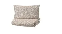 Duvet cover and 2 pillowcases, beige/white240x220/50x80 cm