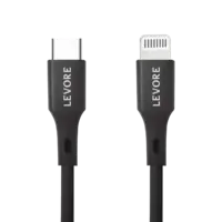 كابل Levore USB-C إلى Lightning معتمد من MFI TPE بطول 1 متر - أسود