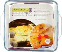 Royalford 1.5L Glass Baking Tray – Square Roasting & Baking Tray – Oven Safe Glass Roaster Pan – Fridge & Freezer Safe – Durable & Easy Clean - Ideal For Cooking Serving Storing Freezing Roasting