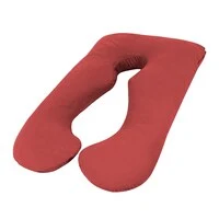 وسادة دعم الحمل والأمومة سليب نايت على شكل حرف U لدعم كامل الجسم مع غطاء قابل للغسل، أحمر قرمزي