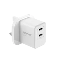 Momax One Plug GaN 35W 2-Port Mini Fast Charger 2 USB-C port - White