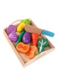 Generic 9 Piece Wooden Magnetic Cutting Fruits Educational Playset With Cutting Board