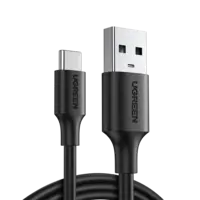 Ugreen كابل USB-A 2.0 ذكر إلى USB-C ذكر مع موصل مطلي بالنيكل 3 متر - أسود