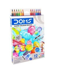 أقلام ألوان مائية 12 لونًا من DOMS مع كتاب كانسون 5 أوراق مجانًا وفرشاة مياه ومبراة