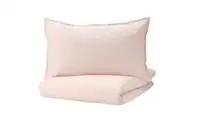Duvet cover and pillowcase, light pink/stripe150x200/50x80 cm