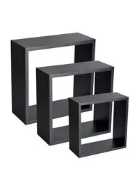 Generic 3-Piece Wall Shelf Set Black
