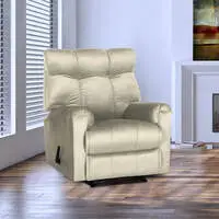 In House Velvet Rocking & Rotating Recliner Chair - Light Beige - AB011