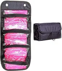 Generic حقيبة مكياج منظم للتعليق وقابلة للطي وقابلة للطي وحقيبة أدوات الزينة باللون الأسود