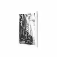 Lowha Cars On The Road Wall Art Wooden Frame White Color 23X33cm