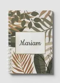 دفتر لوها اللولبي يحتوي على 60 ورقة وأغلفة ورقية صلبة بتصميم اسم إنجليزي مريم، لتدوين الملاحظات والتذكيرات، للعمل والجامعة والمدرسة