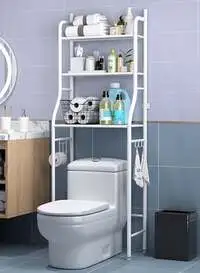 رفوف الحمام لتخزين المرحاض من كادي وان باللون الأبيض