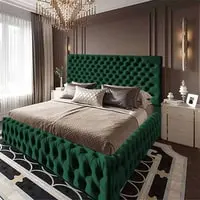 هيكل سرير إن هاوس فالنسيا مخمل - كينج - 200x200 سم - أخضر داكن