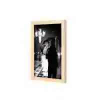 Lowha Person Holding Umbrella Beside Post Wall Art Wooden Frame Wood Color 23X33cm