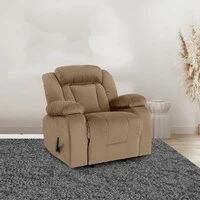 In House Velvet Rocking Recliner Chair - Light Brown - NZ50