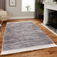 In House Velvet Turkish Rectangular Decorative Carpet - Dark Grey - 180x120cm