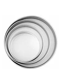 Almufarrej 4-Piece Round Baking Pan Set Silver 30cm