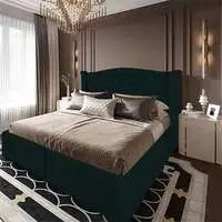 هيكل سرير كتان الدمشقي من إن هاوس - مقاس كينج - 200×200 سم - أخضر داكن