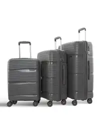 Parajohn 3-Piece Hard Side Polypropylene Luggage Trolley Set 20/24/28 Inch, Grey