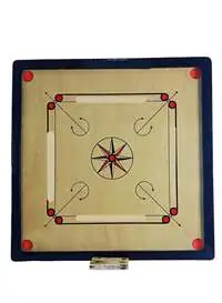 لعبة أطفال لوح كروم خشبي بحجم قياسي مع 20 عملة معدنية ومجموعة مهاجم - 30 × 30 بوصة